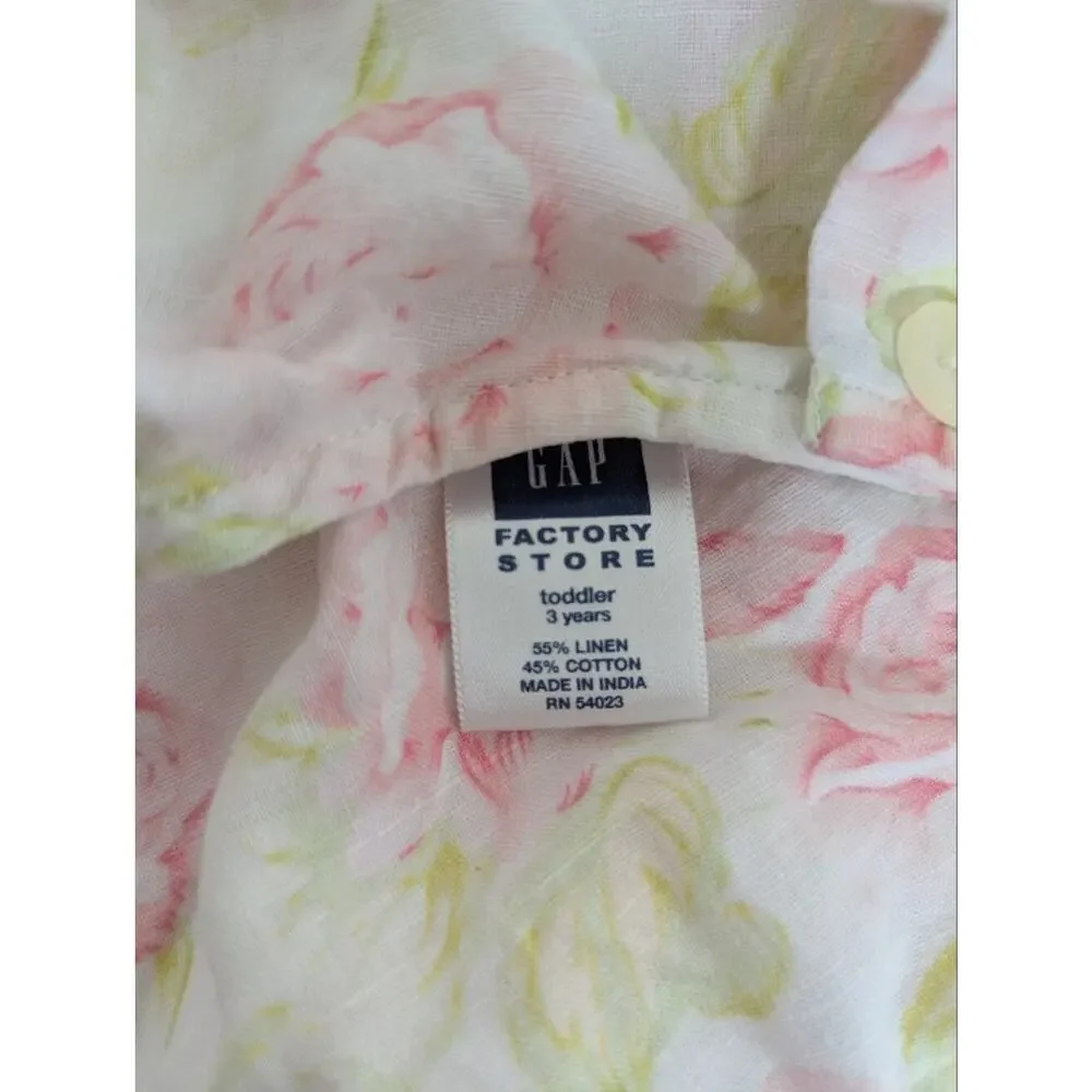 Gap Linen Blend Floral 3T Dress Hat Outfit Girls Retro